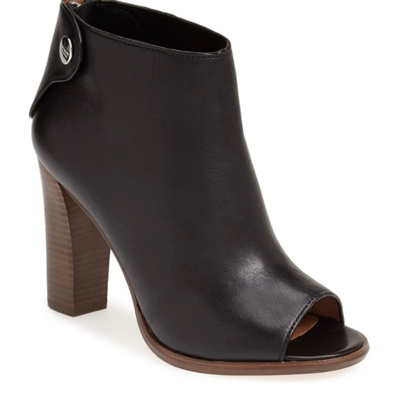 COACH LABELLE OPEN TOE PEEPTOE LEATHER BOOTIES - Picture 7 of 8